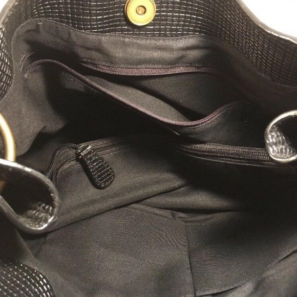 Sondra Roberts Black Faux Leather Patterned Hobo - Picture 3 of 8